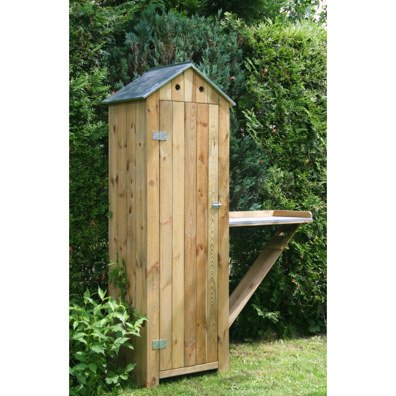 Dobar 56115e Gartenger&auml;teschrank mit ausklappbarem Pflanztisch, natur 