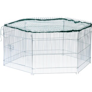 Dobar 6-eckiges Freilaufgehege, silber, 123 x 106 x 60 cm 