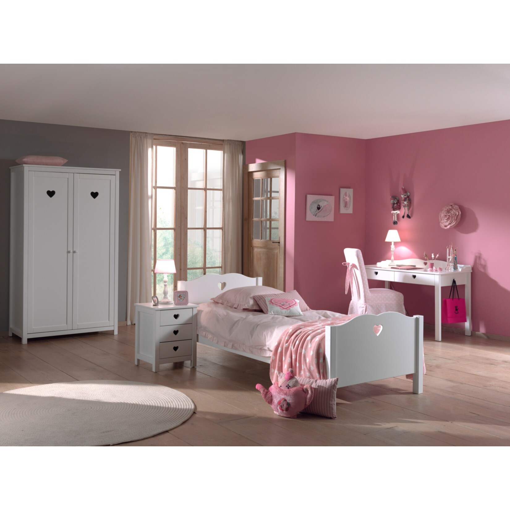 Vipack 4tlg. Set Amori bestehend aus: Bett, Nachtkommode, Kleiderschrank 2trg. & Schreibtisch 