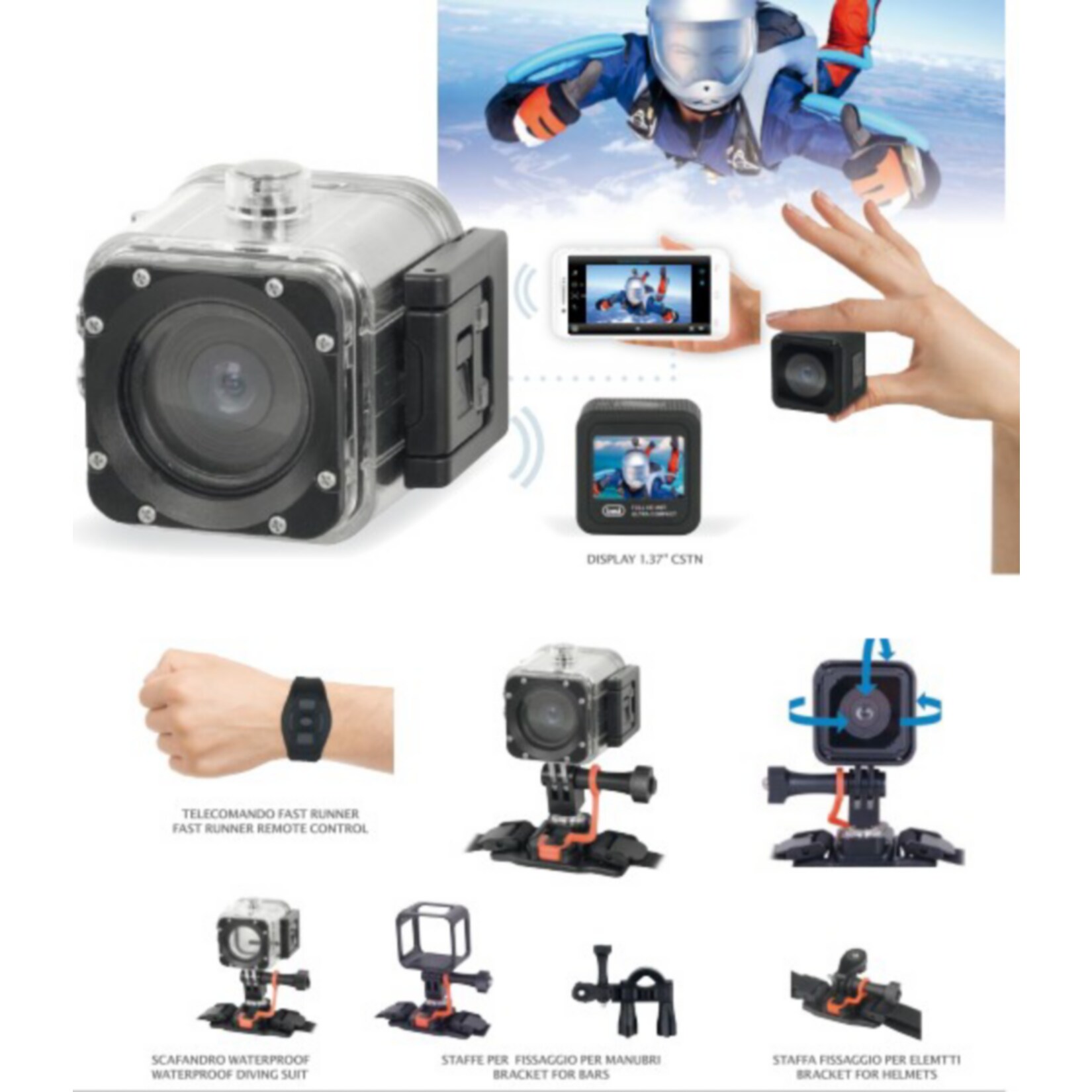 Trevi GO 2700 KUB Action-Cam mit Full-HD Aufl&ouml;sung 