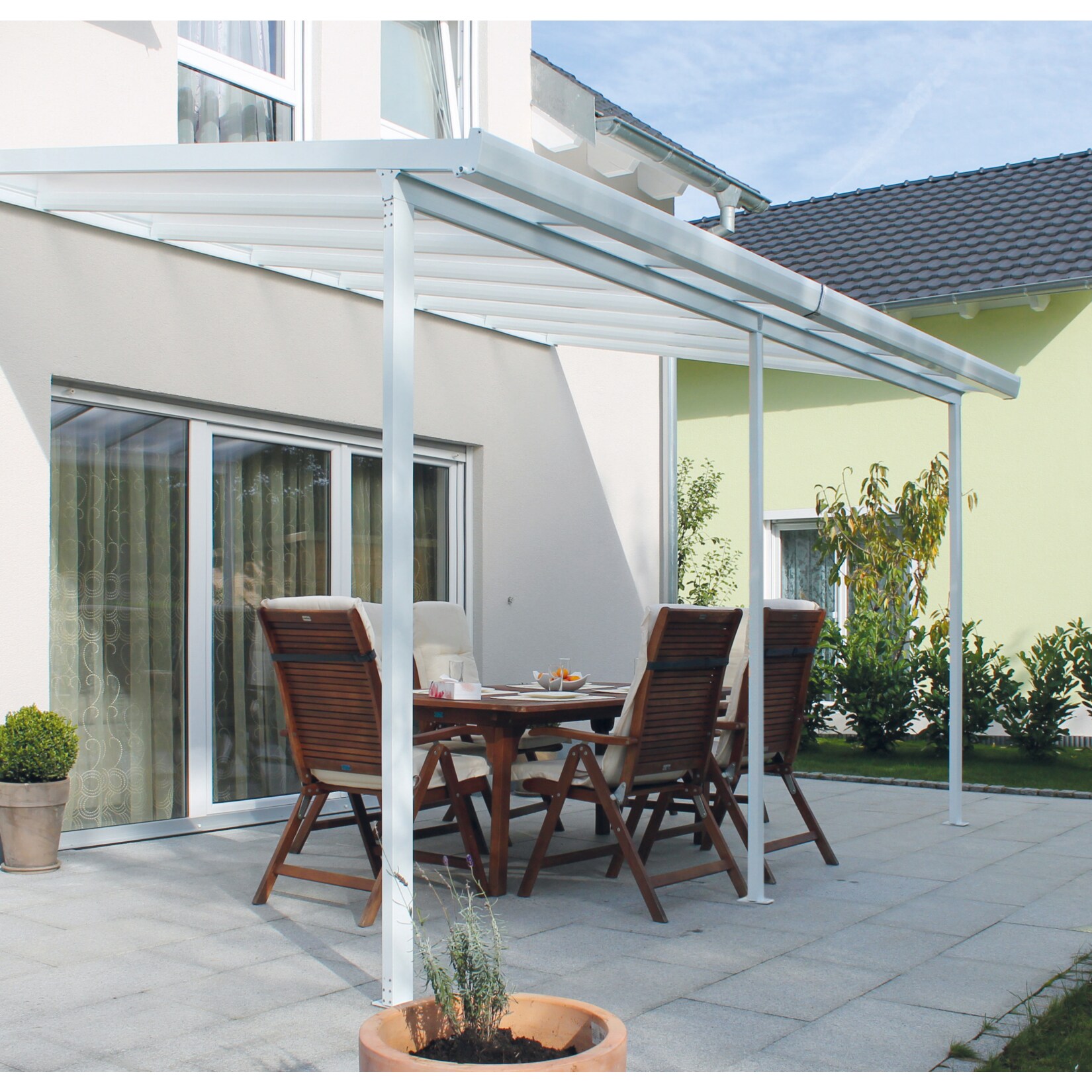 Gutta 4293103 Terrassen&uuml;berdachung wei&szlig;, 306 x 306 cm 