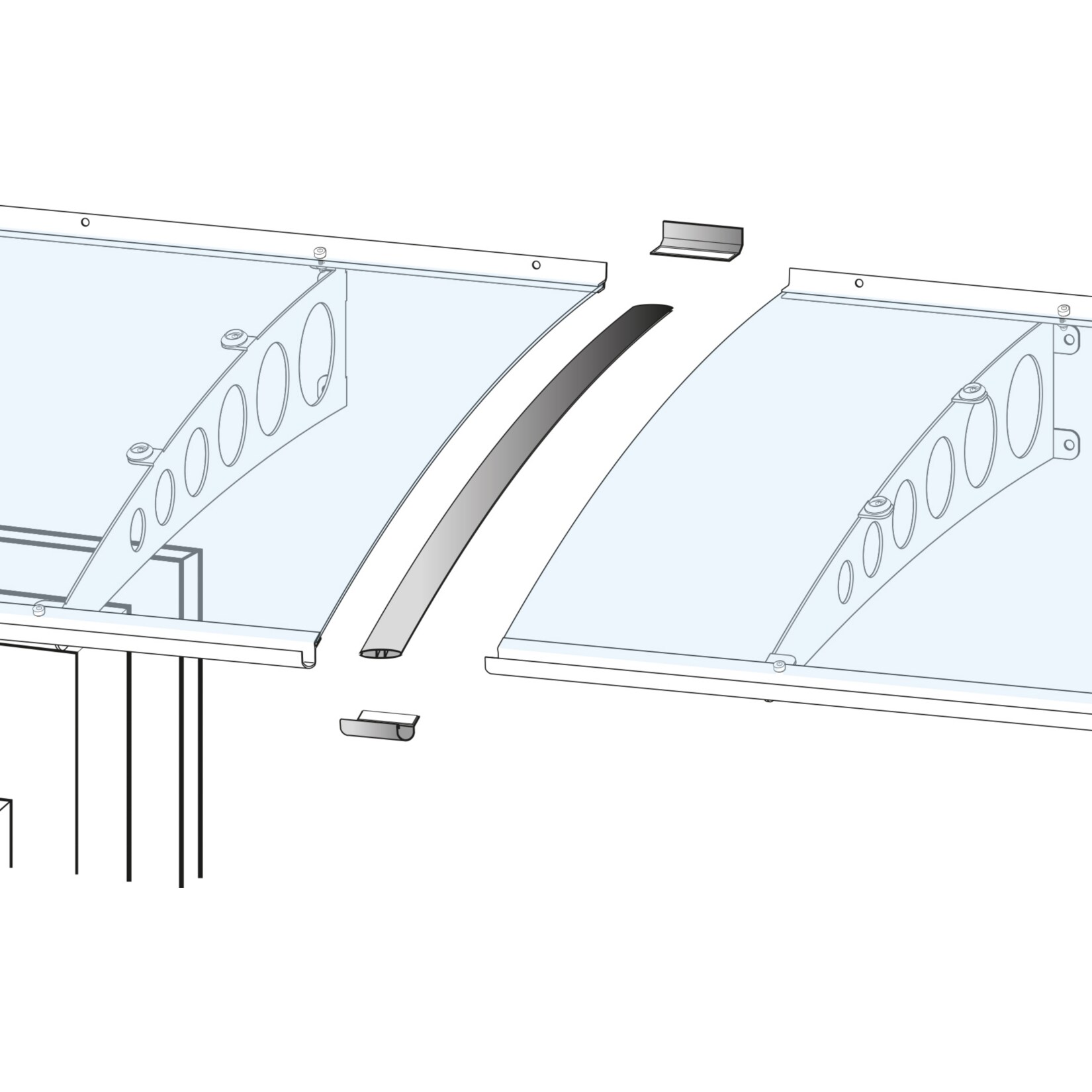 Gutta Verbindungsset f&uuml;r Vordach silbereloxiert 
