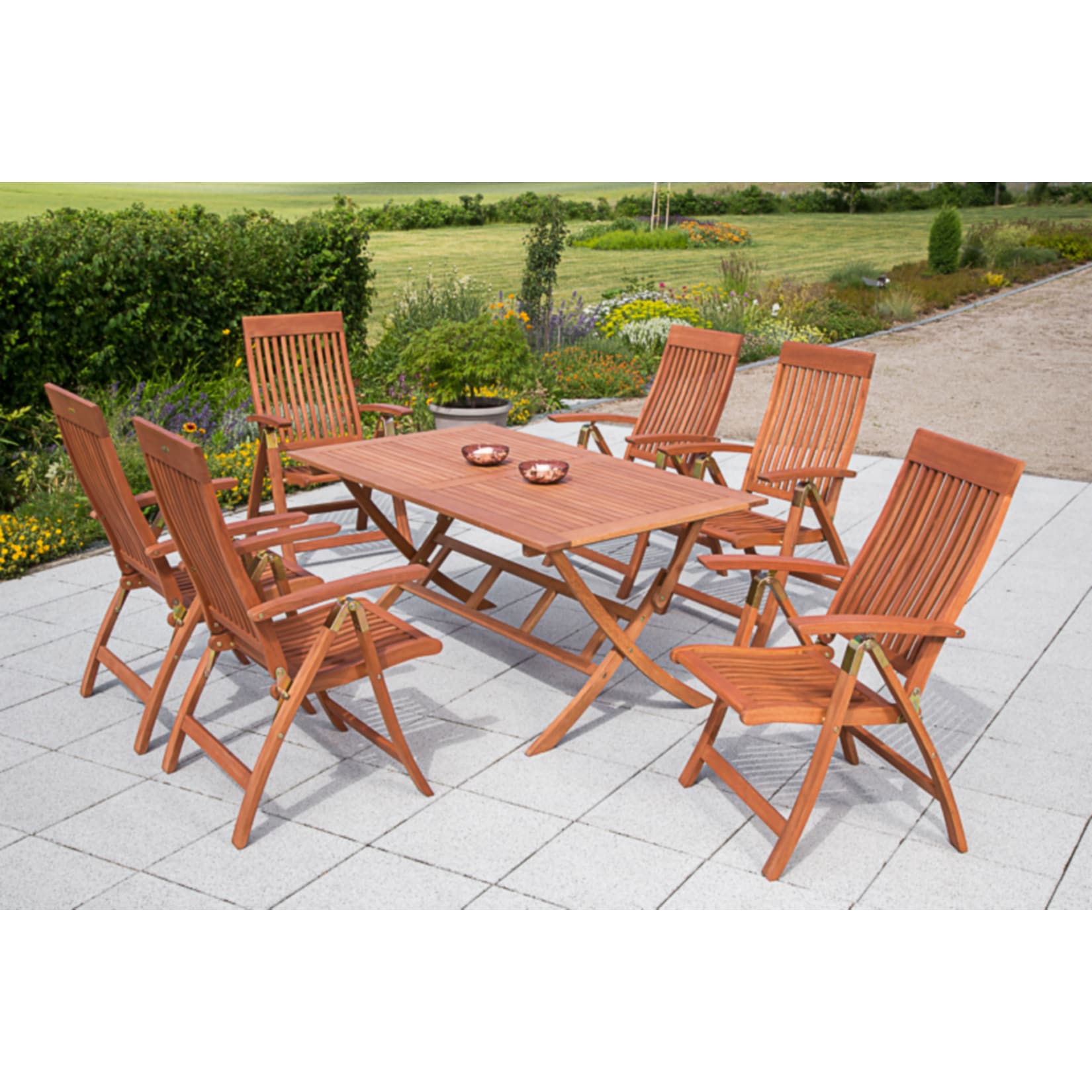 Merxx Tischgruppe Comodoro 7-tlg. mit Scherenklapptisch 160 x 90 cm 