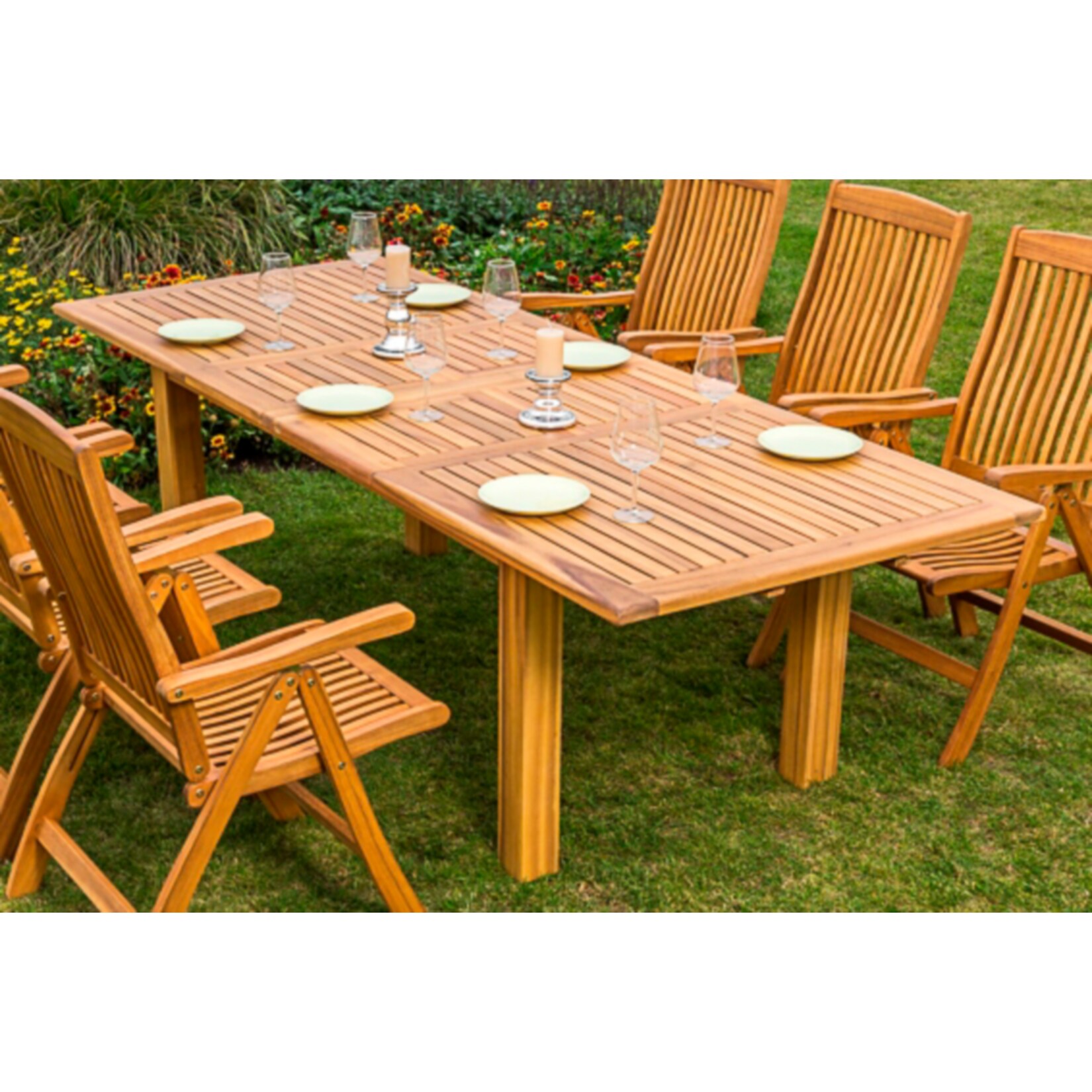 Merxx Massivholz Akazie Doppelausziehtisch 180/220/260 x 100 cm 