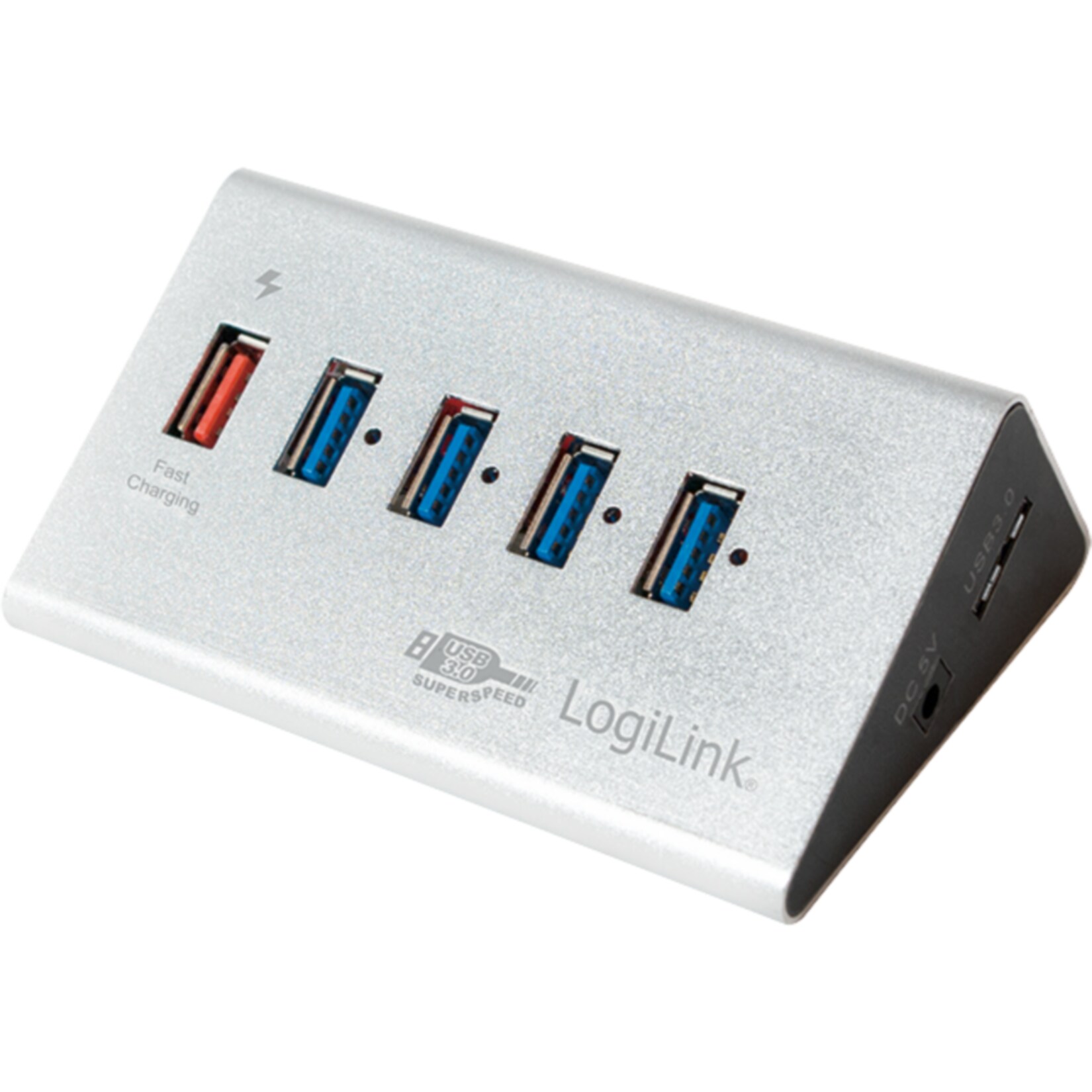 LogiLink UA0227 USB 3.0 Super Speed Hub mit 4 Ports + 1x Schnell-Ladeport 
