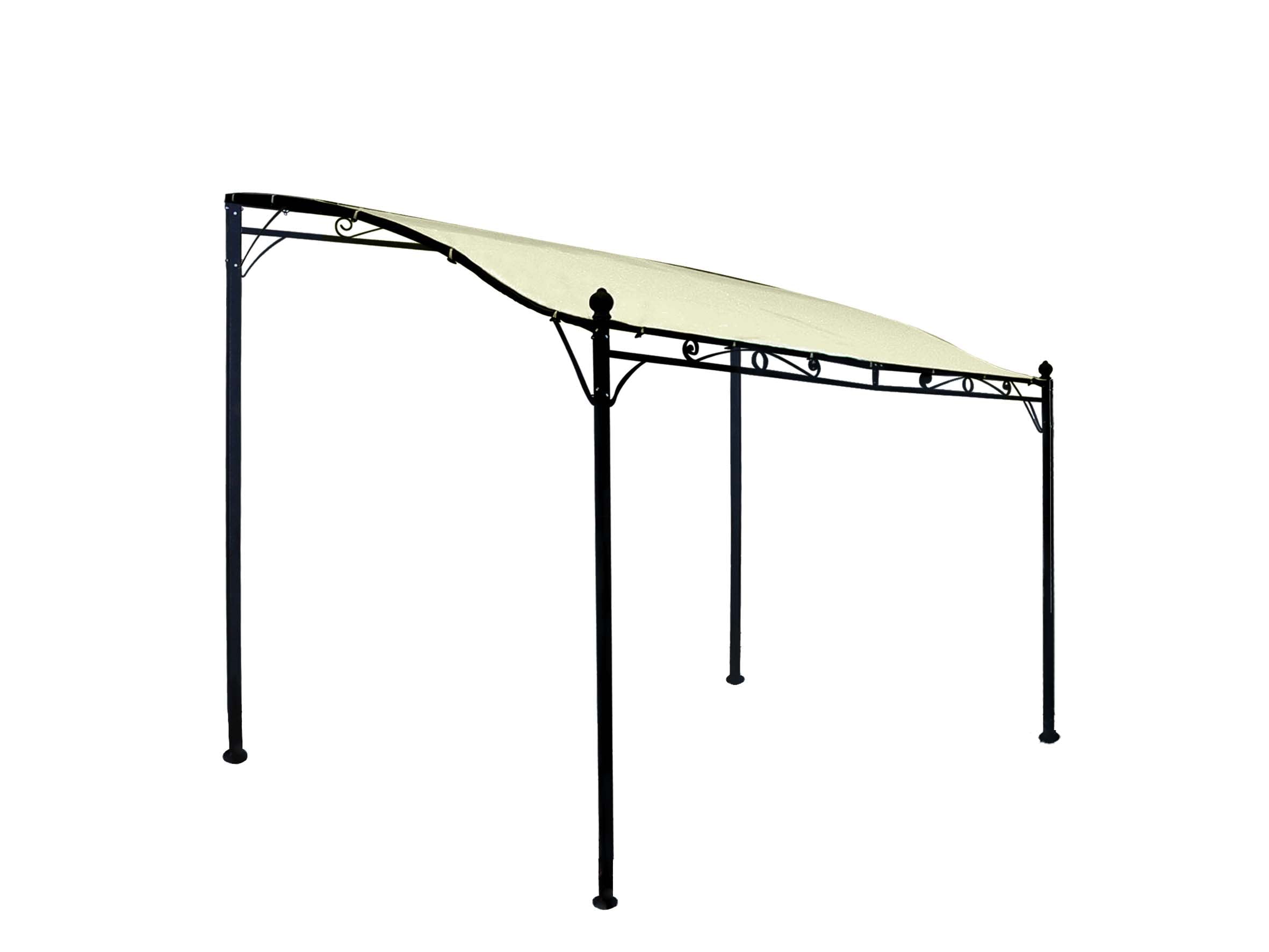 Anbaupavillon MANTOVA 3x2,5 Meter, Stahl dunkel, Plane PVC-beschichtet &eacute;cru 
