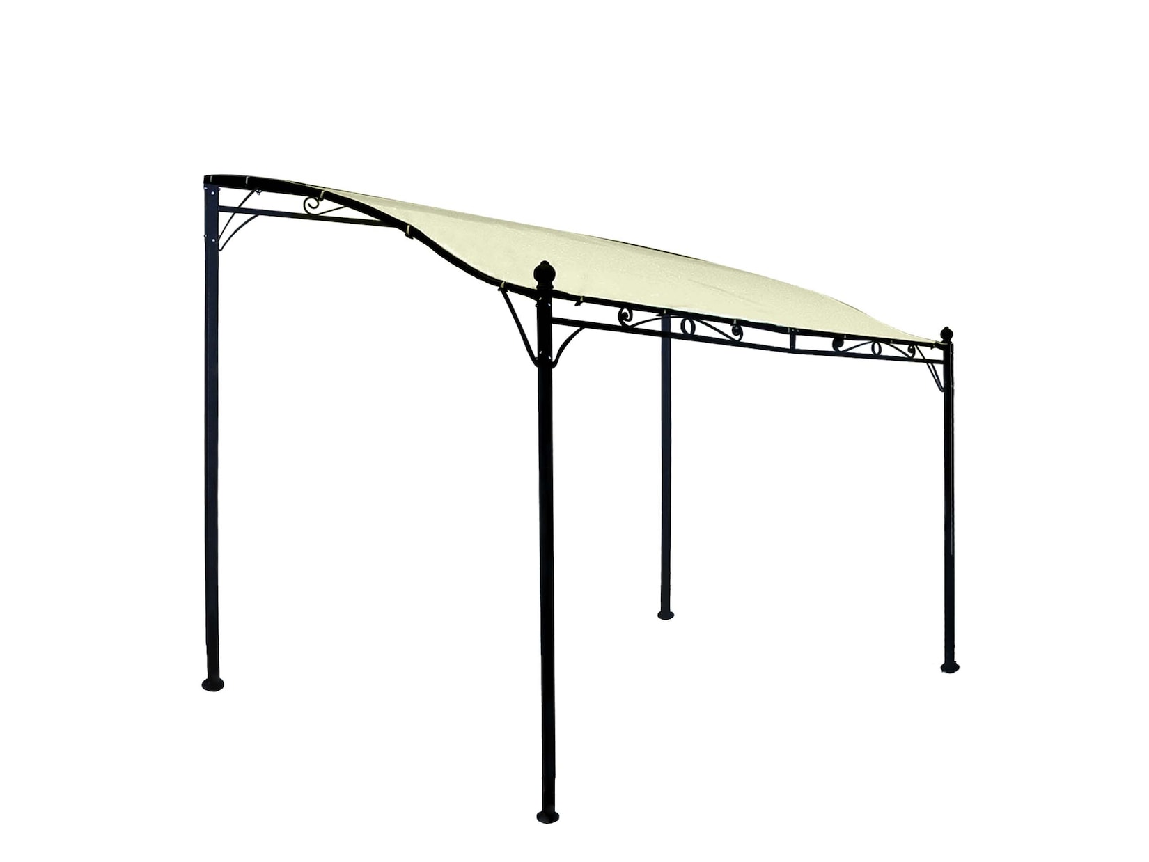 Anbaupavillon MANTOVA 3x2,5 Meter, Stahl dunkel, Plane PVC-beschichtet écru