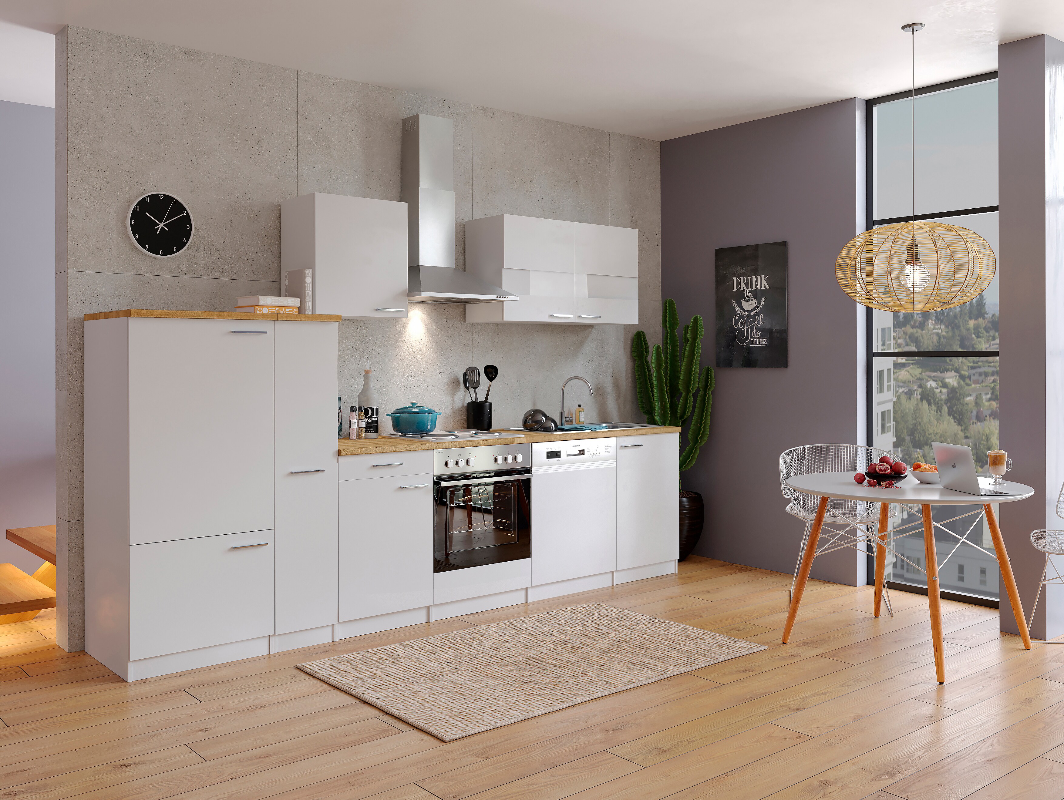 Respekta K&uuml;chenzeile KB310WW 310 cm Wei&szlig; 