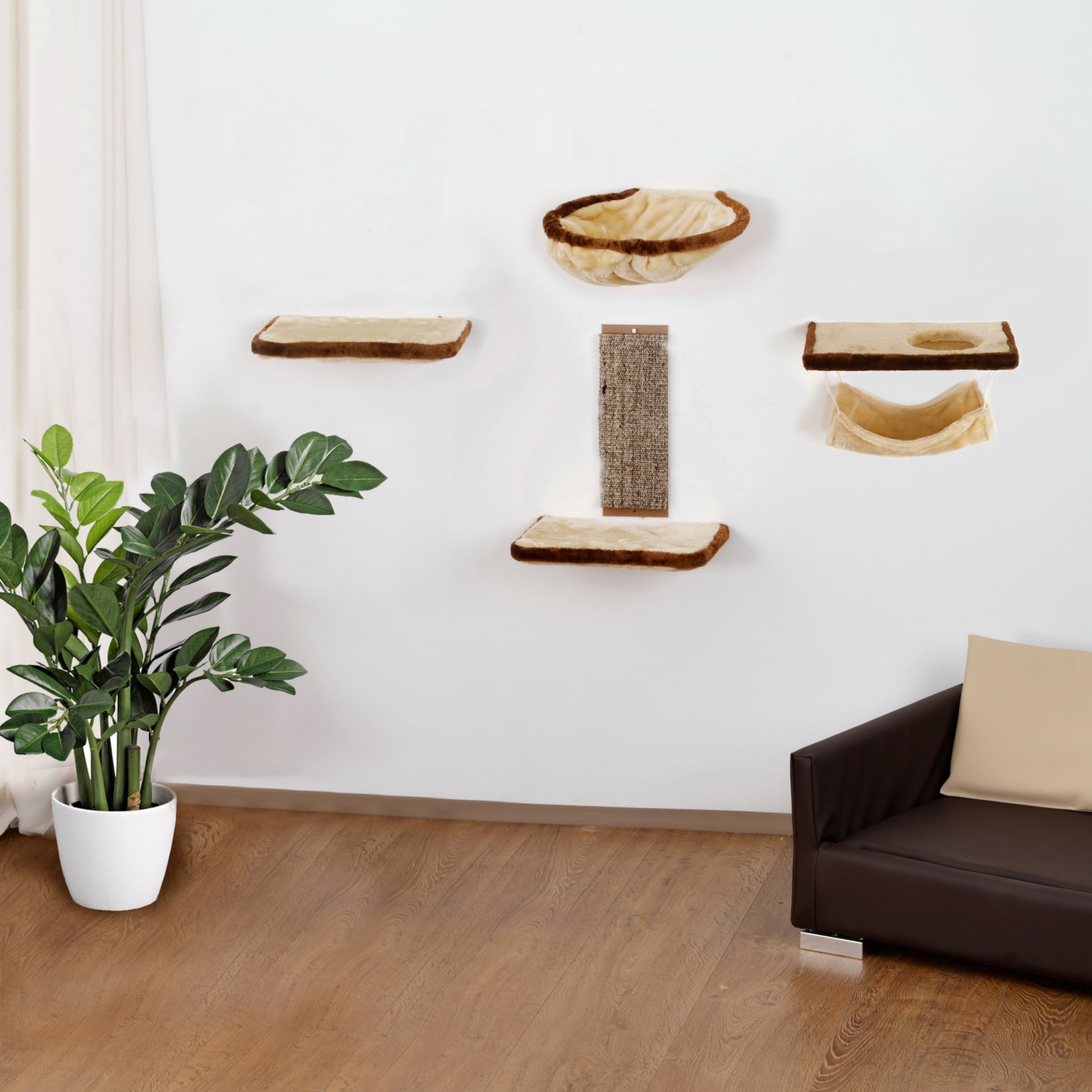 Silvio Design Katzen-Kletterwand 6-teilig beige-braun 