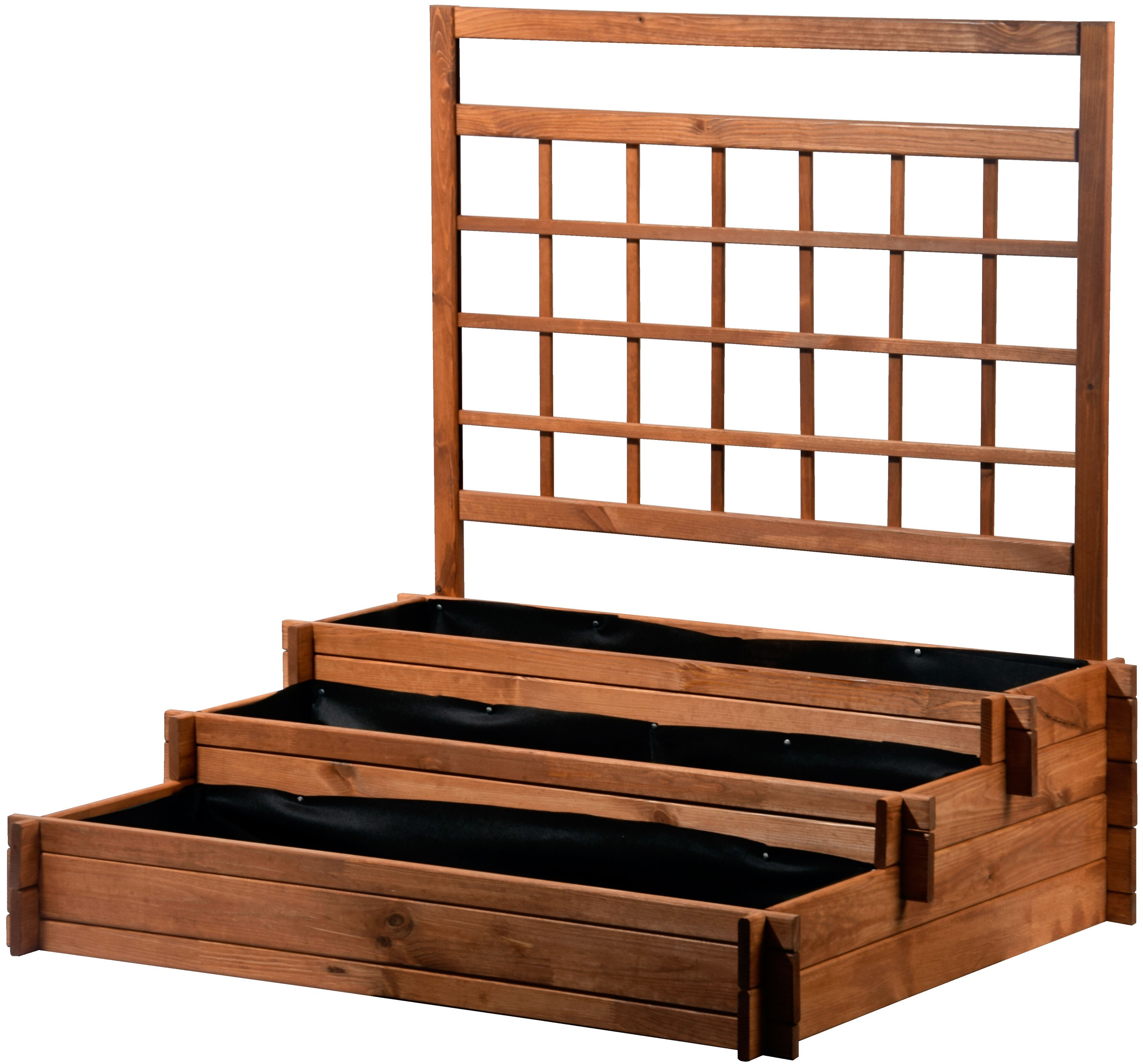 Dobar 58185FSC 3-Etagen-Hochbeet, 110x88x115 cm, inkl. Rankgitter 