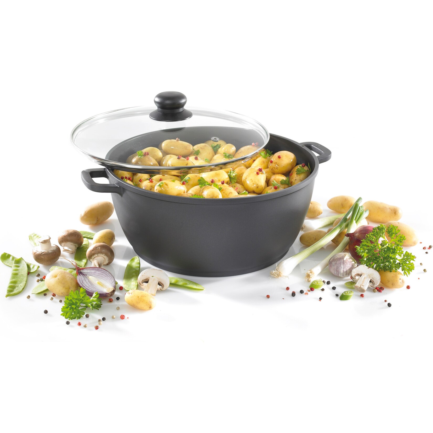 Aluguss-Fleischtopf mit Glasdeckel 24 cm LEIPZIG 