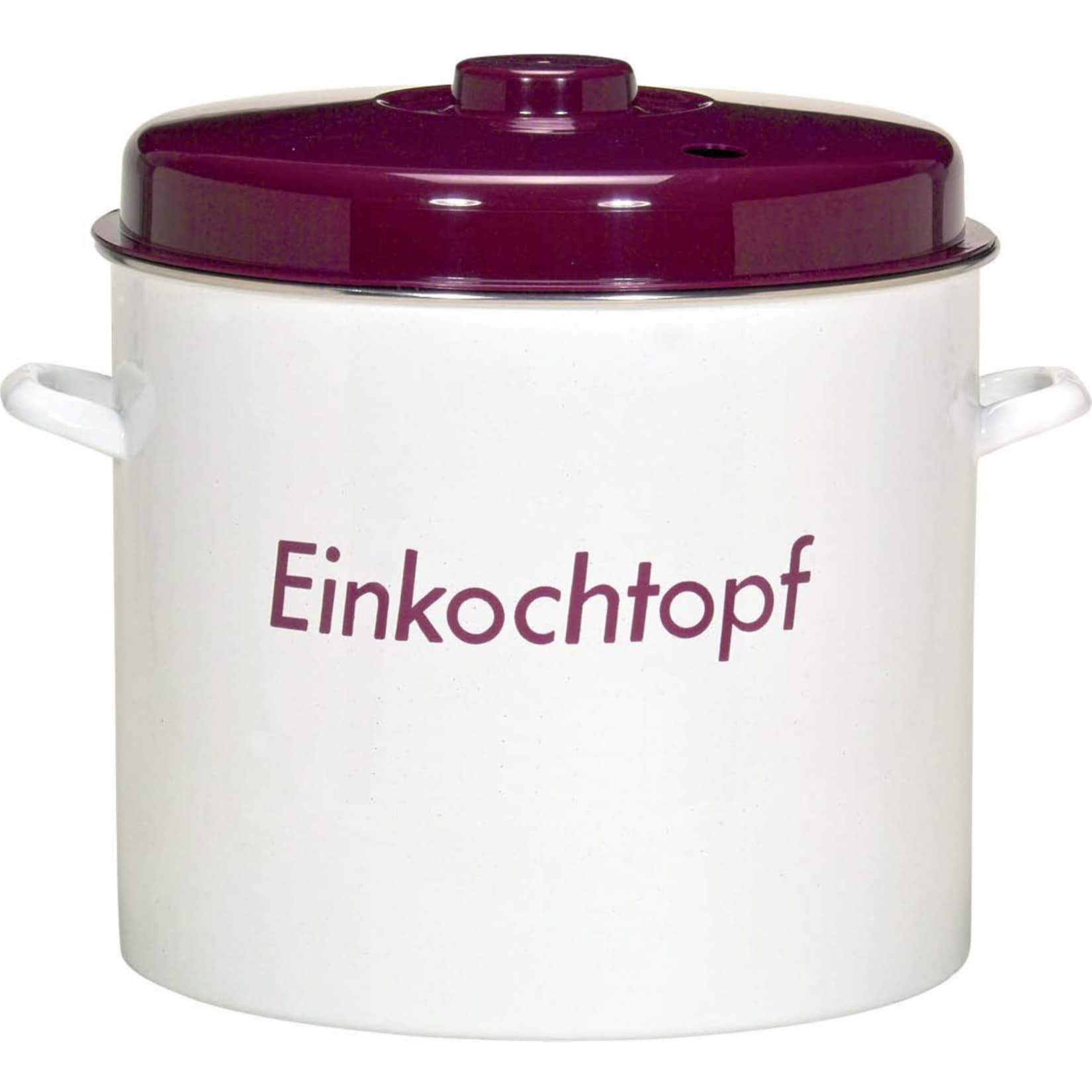 Einkochtopf emailliert mit Plastikdeckel 