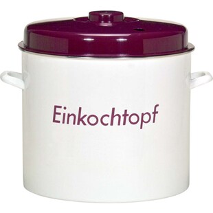 Einkochtopf emailliert mit Plastikdeckel 