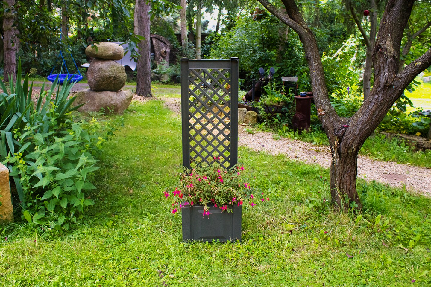 KHW Pflanzkasten klein mit Spalier, anthrazit 