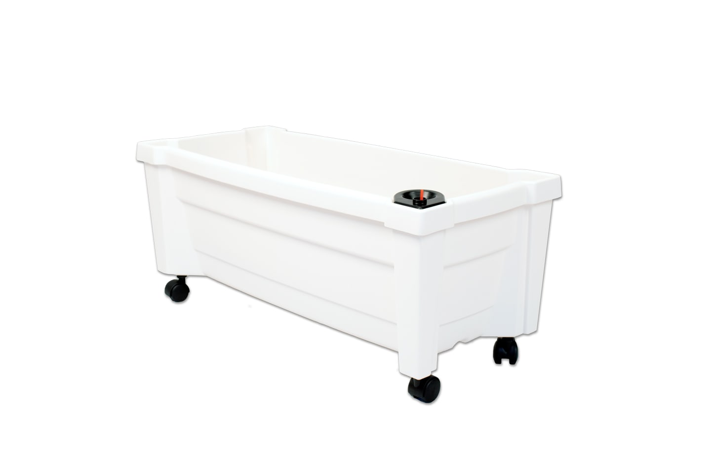 Calypso Pflanzkasten mit Bew&auml;sserungssystem, Spalier und Rollen, wei&szlig; 