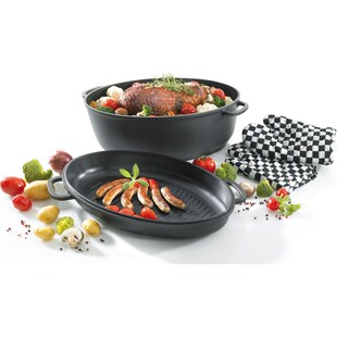 Aluguss Multibräter LEIPZIG mit Grilldeckel 38x26 cm 
