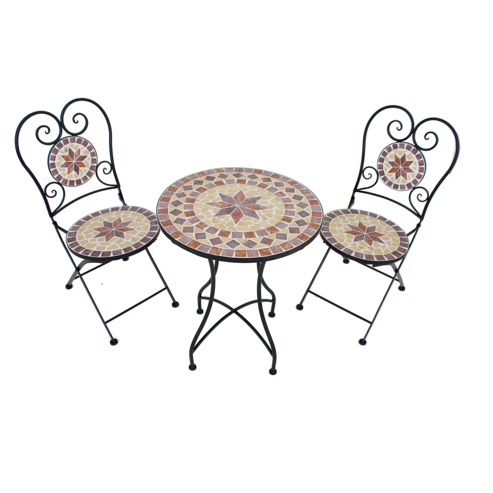 Balkonset 3tlg. Mosaik AMARILLO steinrot,grau,hellgrau 