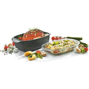 Aluguss-Universalbräter LEIPZIG mit Glasdeckel 33x21 cm 