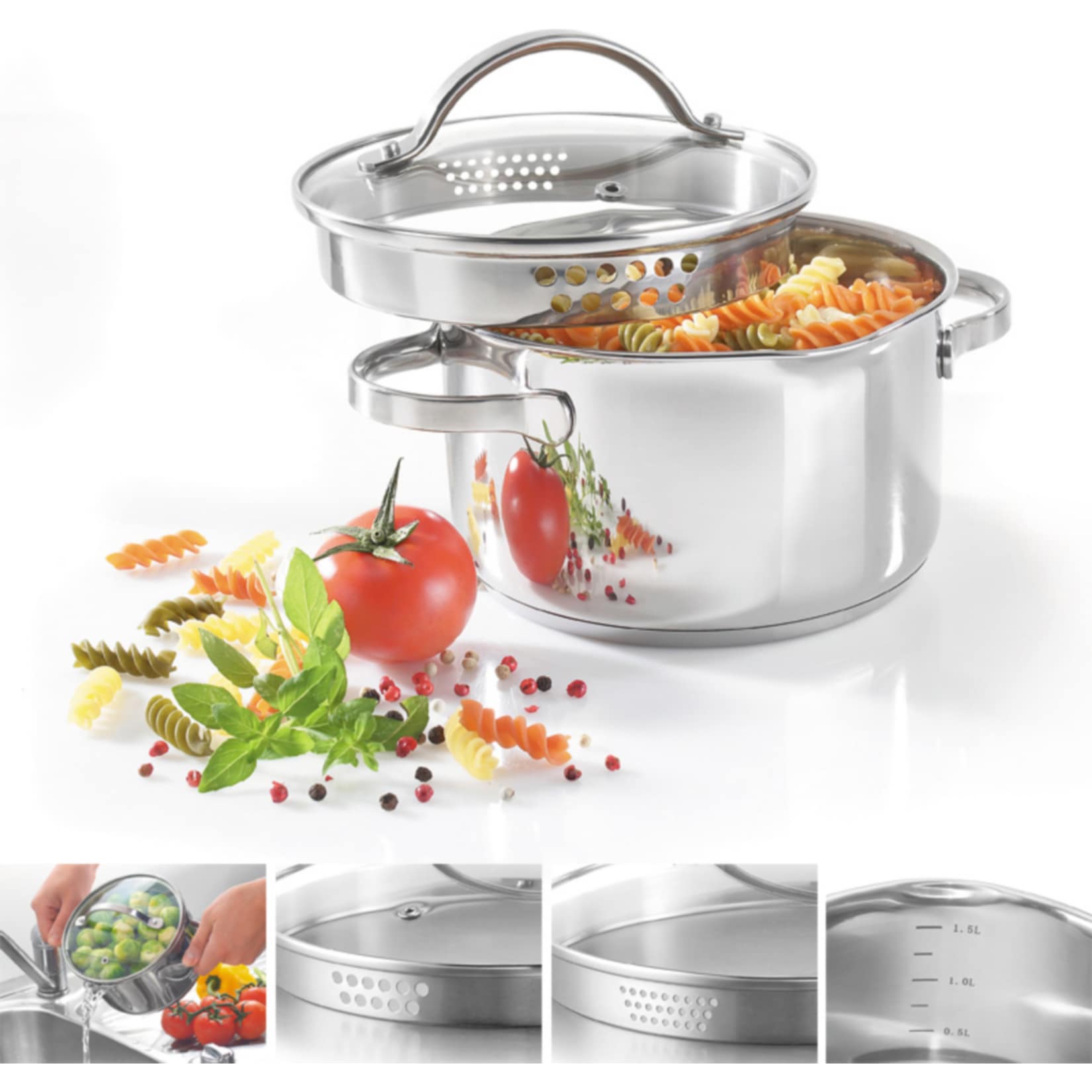 Fleischtopf 24 cm mit Ausguss Edelstahl 