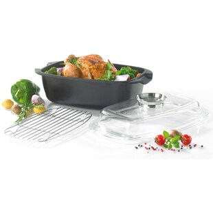 Universalbräter 33x22 cm Potsdam mit Aromaknopf und Gittereinsatz 