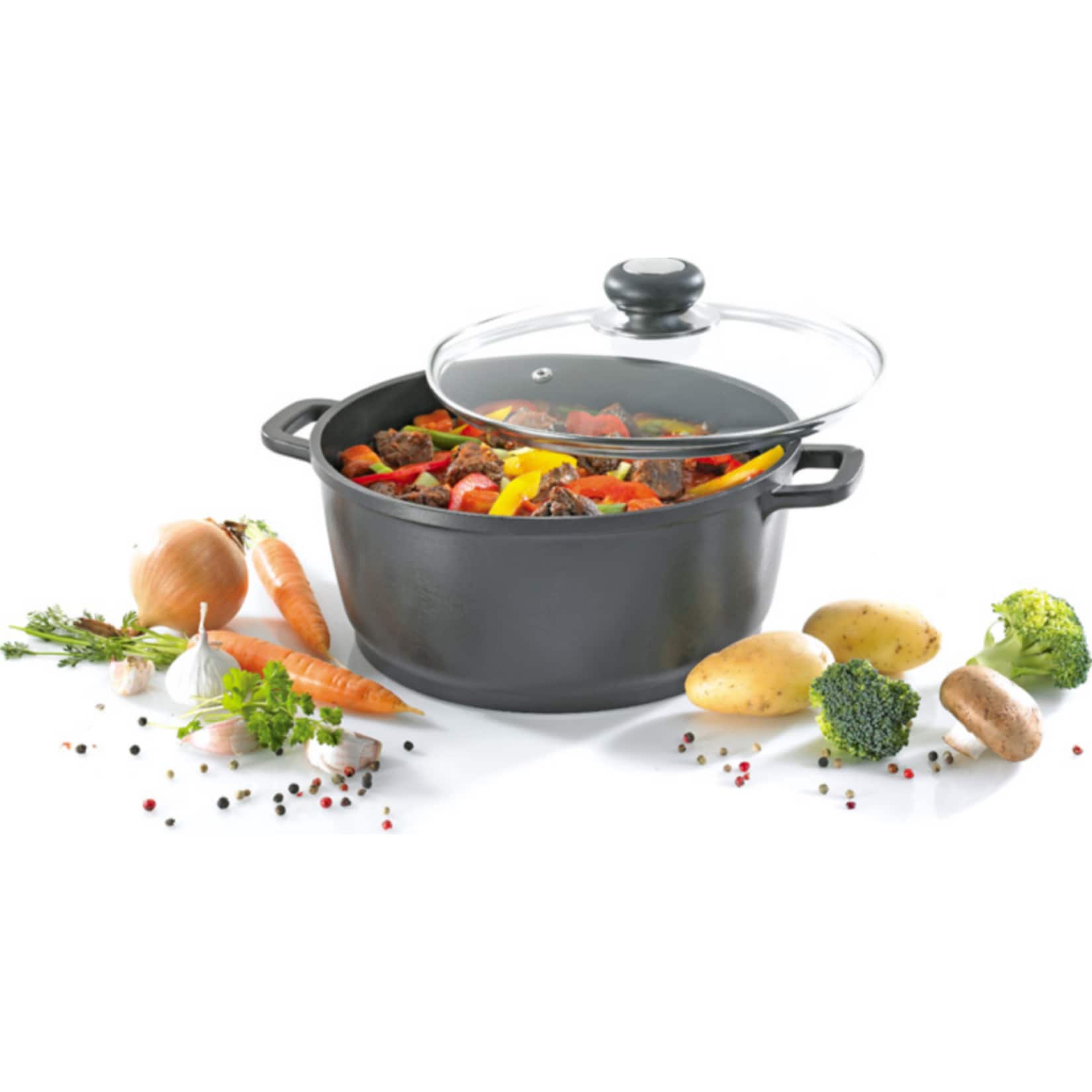 Fleischtopf mit Glasdeckel 16 cm Delta 