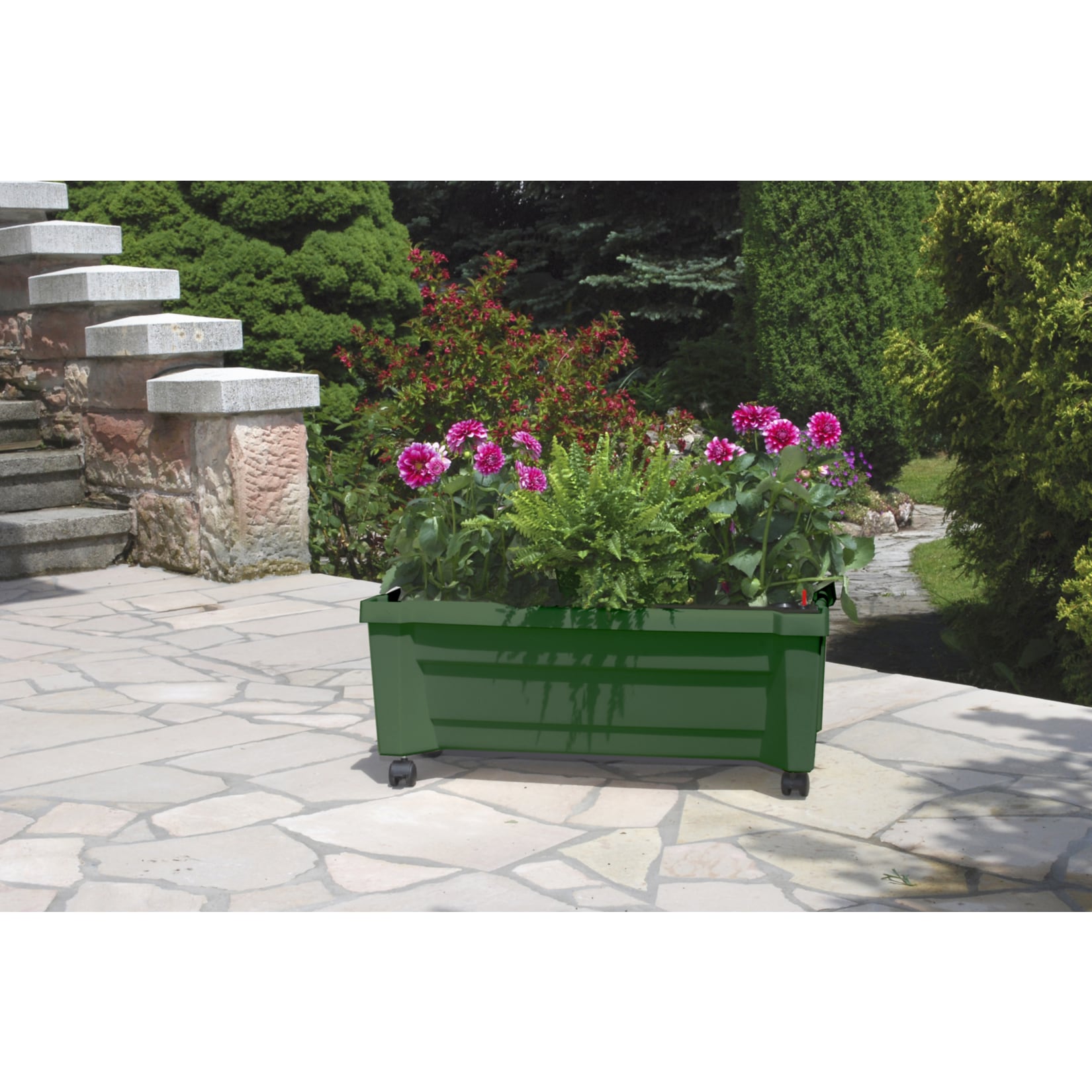 Pflanzkasten Calypso mit Bew&auml;sserungssystem und Rollen 