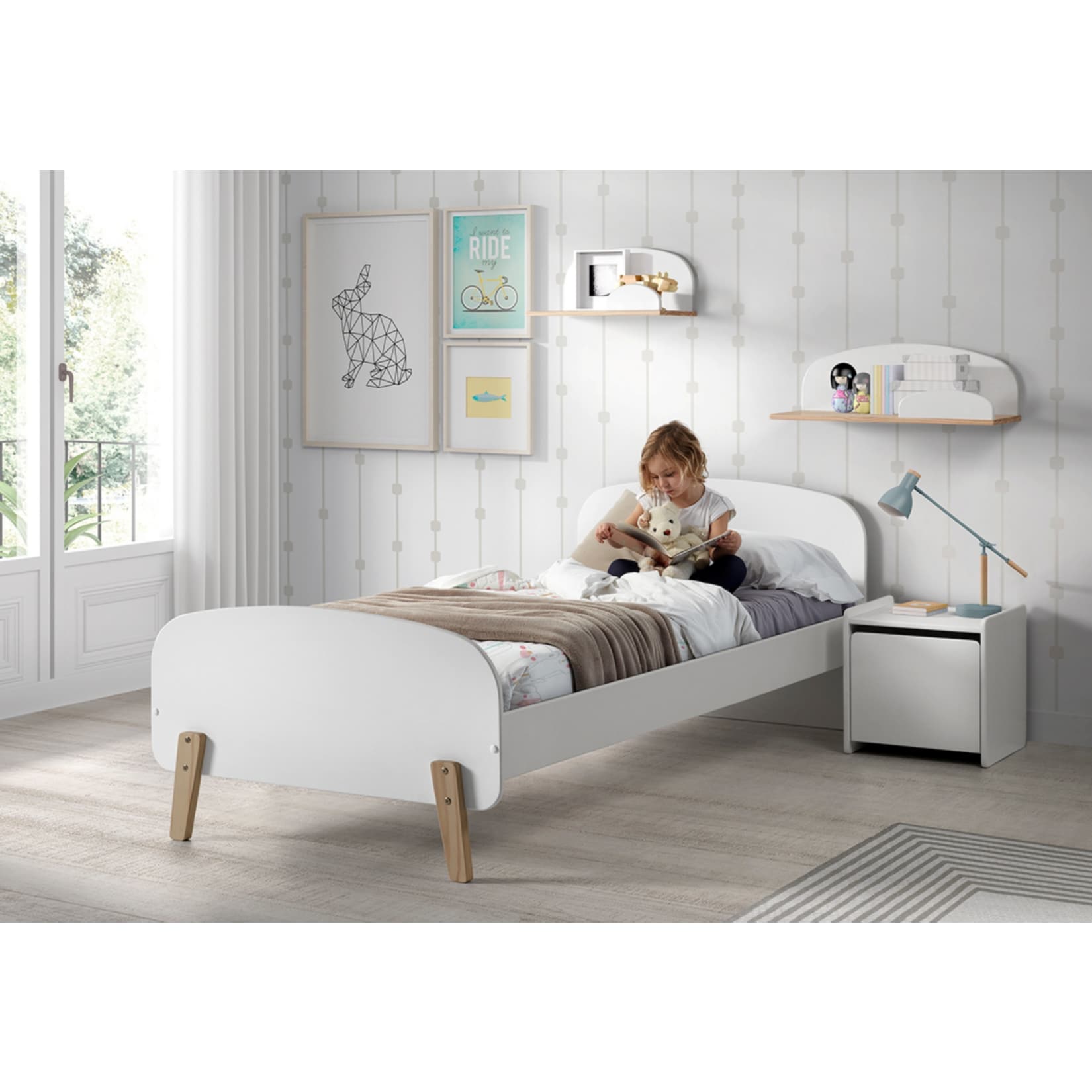 Vipack Einzelbett Kiddy 90x200 cm - Wei&szlig; 