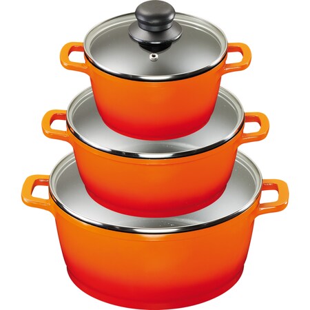 Henkelpads, orange bei inklusive KING Kochtopfset Marktkauf online bestellen 3/6-teilig Aluguss
