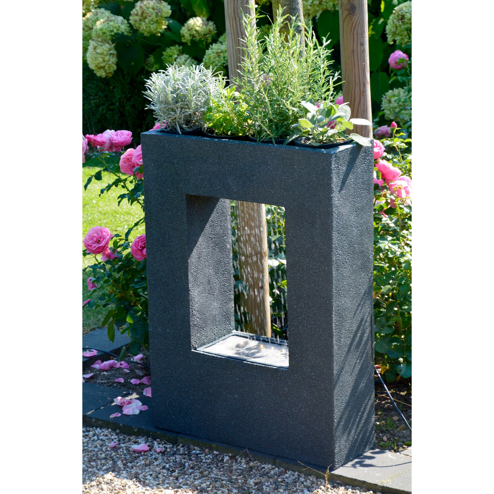 Dobar 96110e Design-Gartenbrunnen mit Pflanzoption 