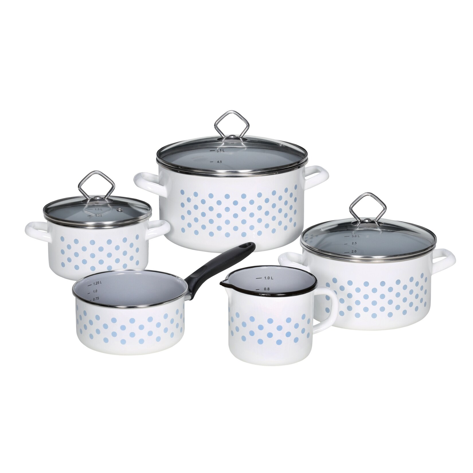 Karl Kr&uuml;ger Email-Topfset Serie 5 teilig, Baltrum 