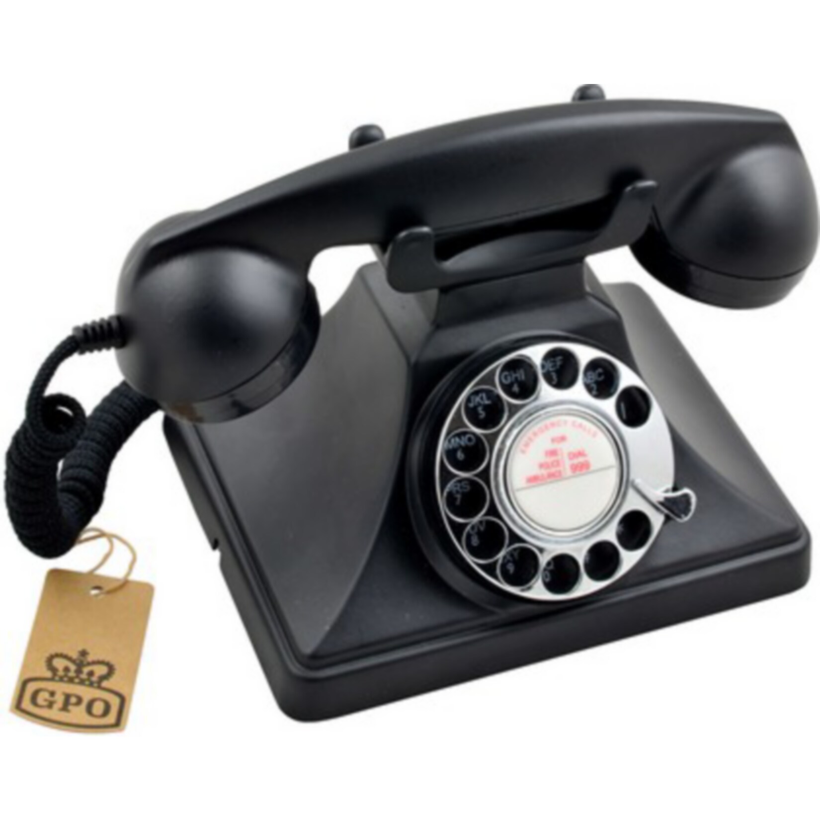 GPO Telefon mit Drehscheibe im 50er Jahre Design - schwarz 