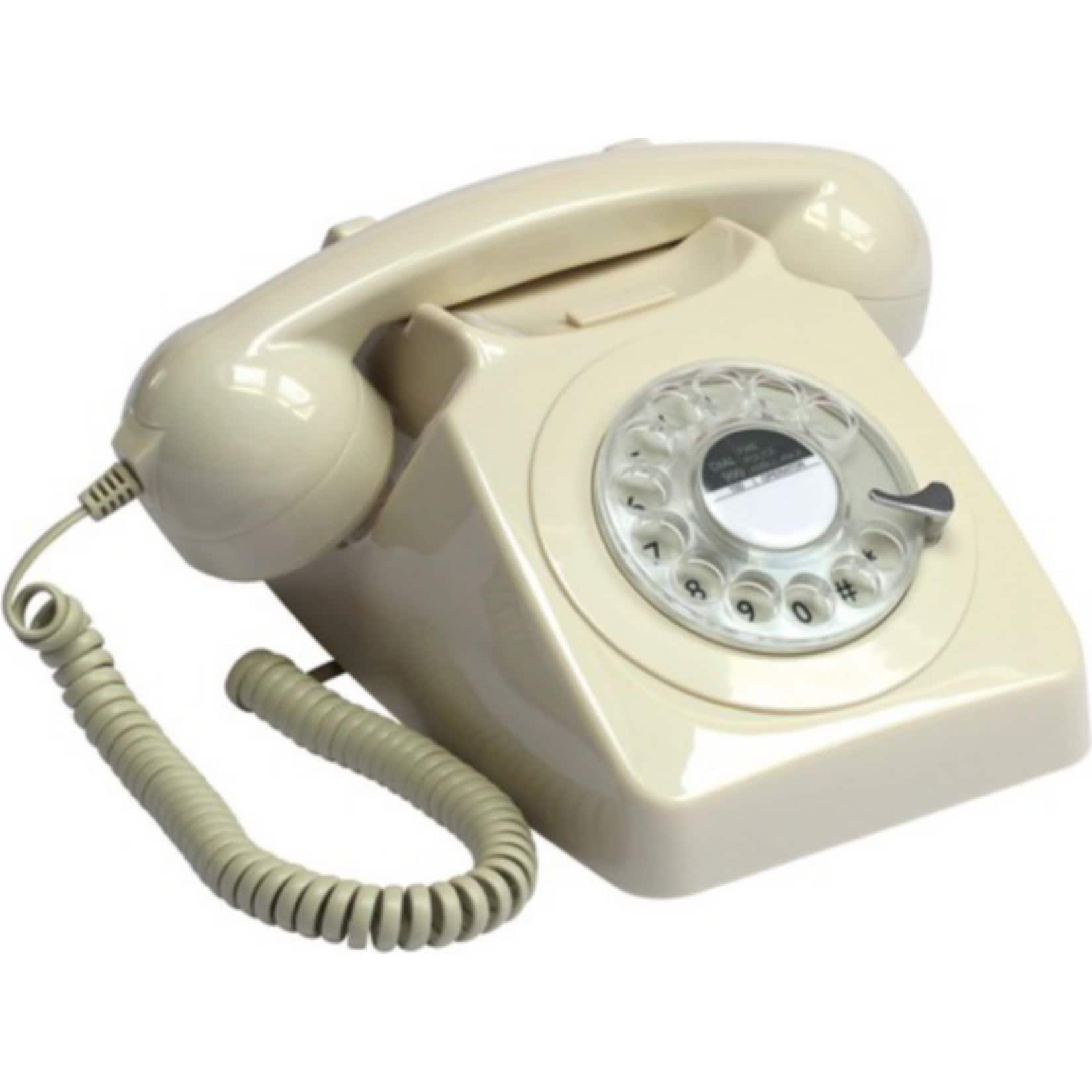 GPO Telefon mit Drehscheibe im klassischen 70er Jahre Design - elfenbein 