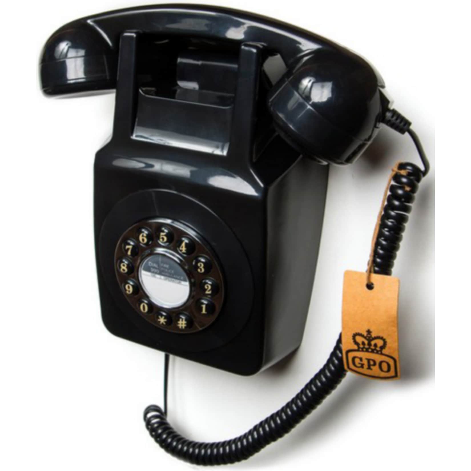 GPO Wandtelefon im 70er Jahre Design - schwarz 