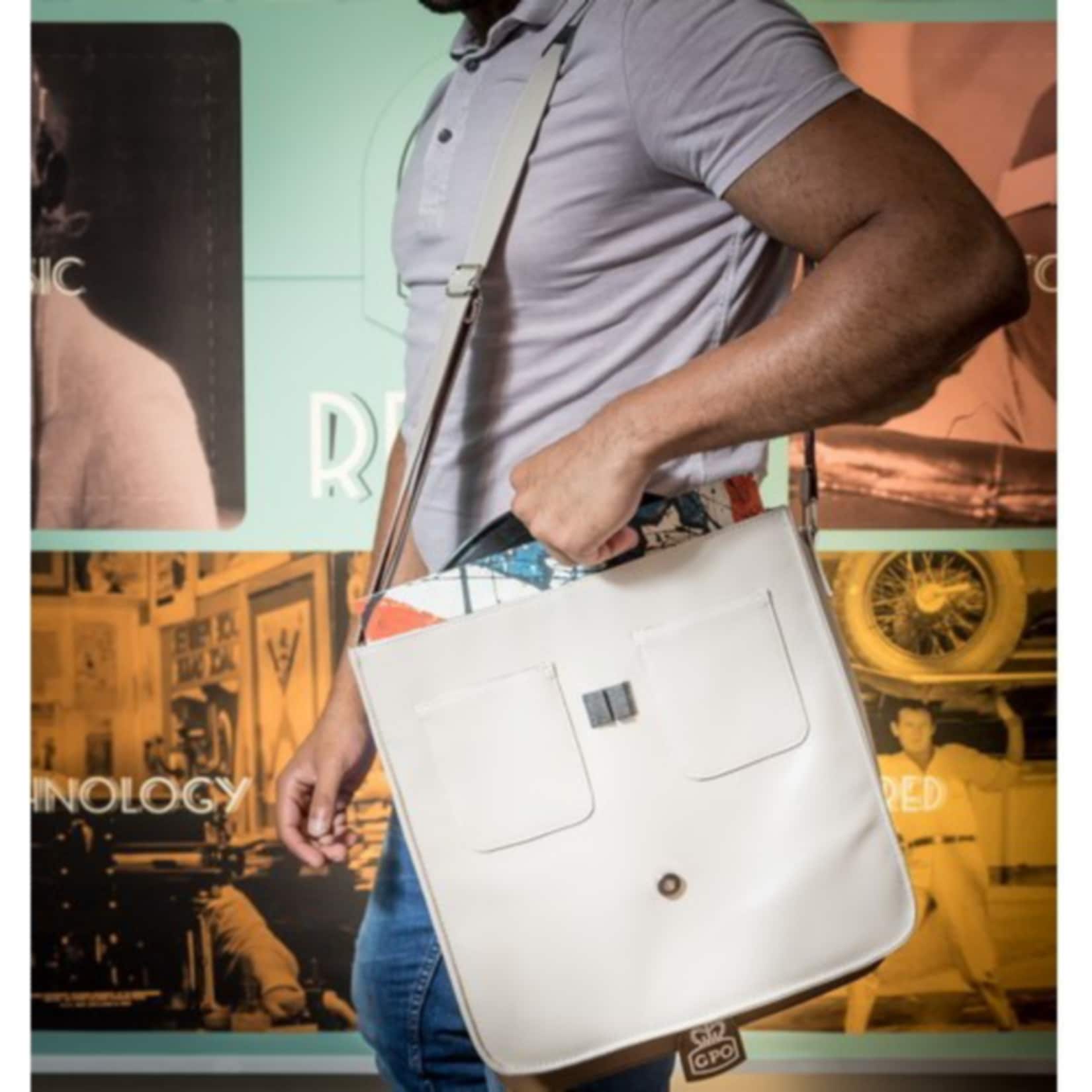 GPO Leder-Schultertasche f&uuml;r LPs und Singels 