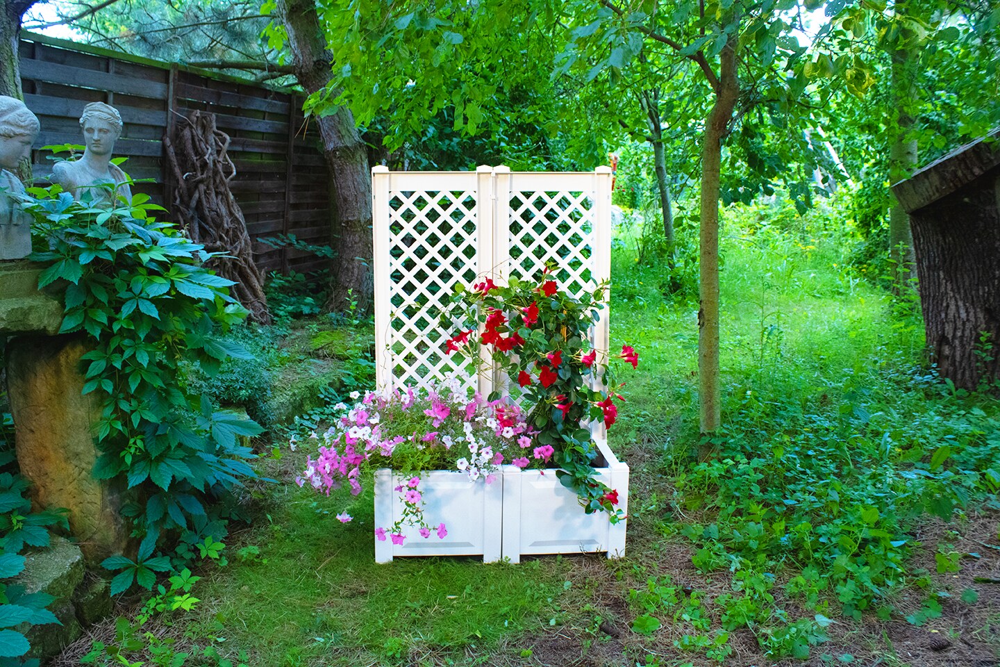 KHW Pflanzkasten mit Spalier 43 cm - 2er-Set, weiß
