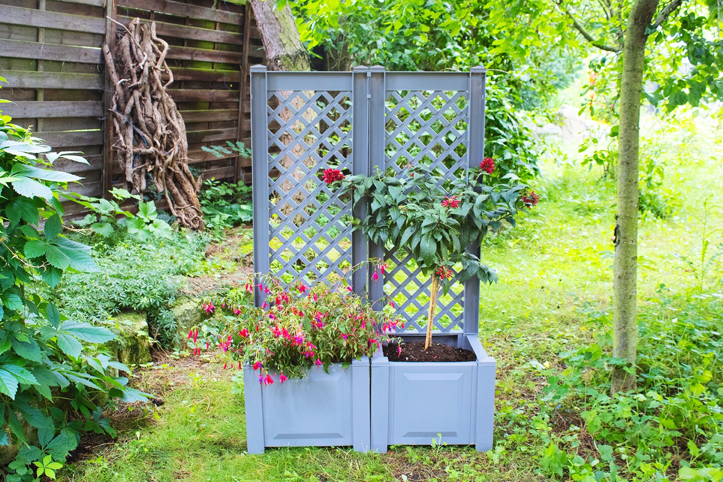 KHW Pflanzkasten mit Spalier 43 cm - 2er-Set, grau