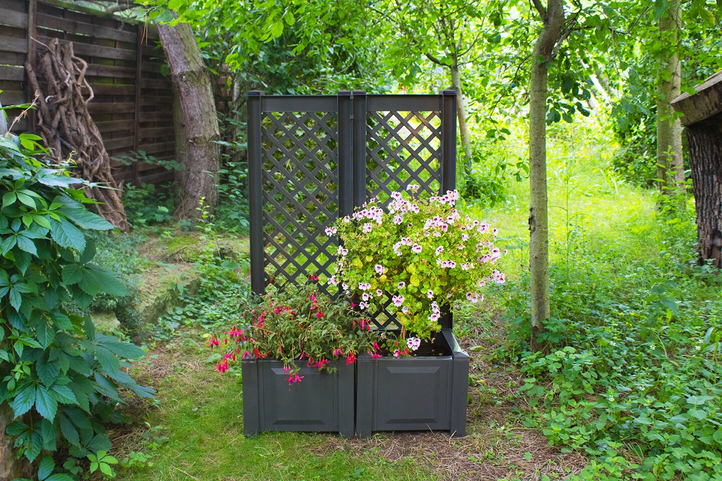 KHW Pflanzkasten mit Spalier 43 cm - 2er-Set, anthrazit