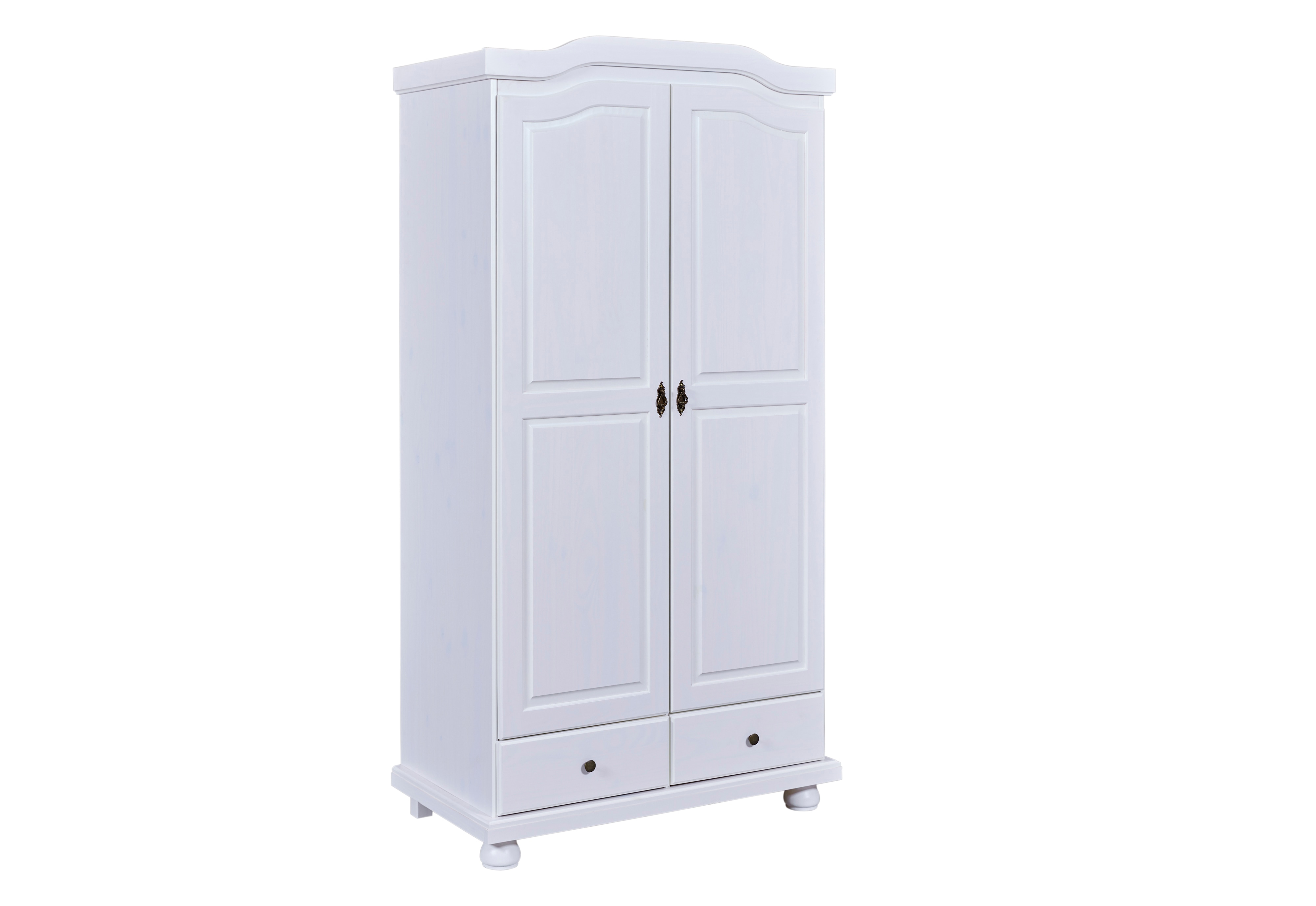 Inter Link Bauernschrank Reutte 2 T&uuml;ren und Schubladen Kiefer Massivholz weiss lackiert 