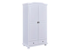 Inter Link Bauernschrank Reutte 2 Türen und Schubladen Kiefer Massivholz weiss lackiert 