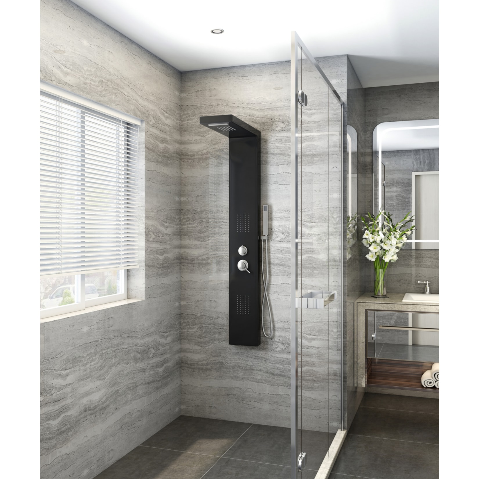 Home Deluxe Duschpaneel Cascata, schwarz 