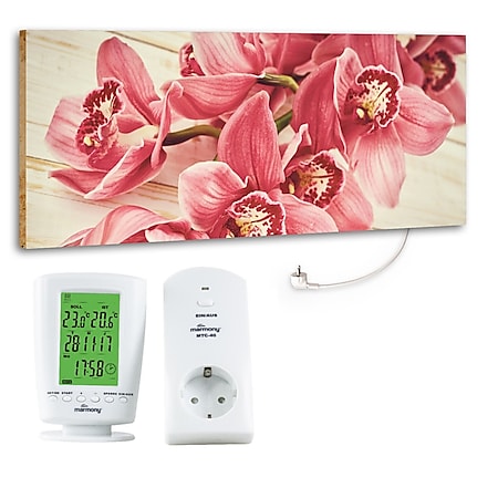 Marmony 800W Infrarot-Heizung Motiv "Pink Orchidee" mit Thermostat MTC-40 