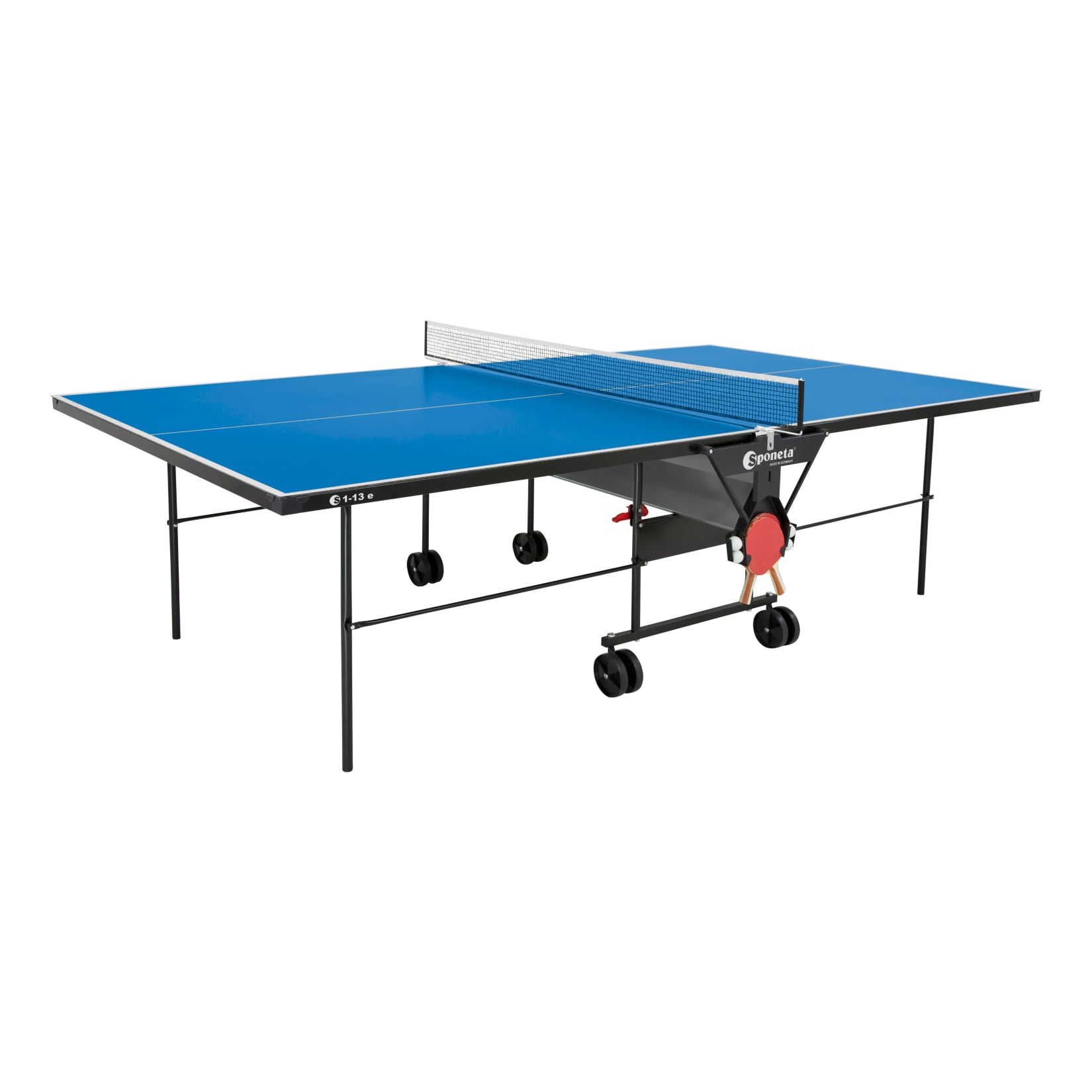 Sponeta Outdoor Tischtennisplatte mit Schl&auml;gerset und Abdeckh&uuml;lle blau 