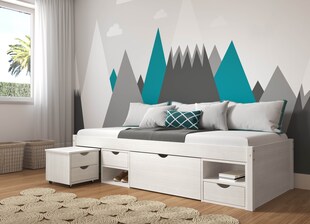 Inter Link Bett mit Stauraum Till inkl. Nachtkommode und Lattenrost 90x200 - Weiß 