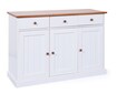 Inter Link FSC Sideboard Westerland 3 Türen und Schubladen Kiefer Massivholz weiss und sepia, braun lackiert