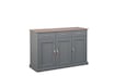 Inter Link FSC Sideboard Westerland 3 Türen und Schubladen Kiefer Massivholz grau und sepia, braun lackiert