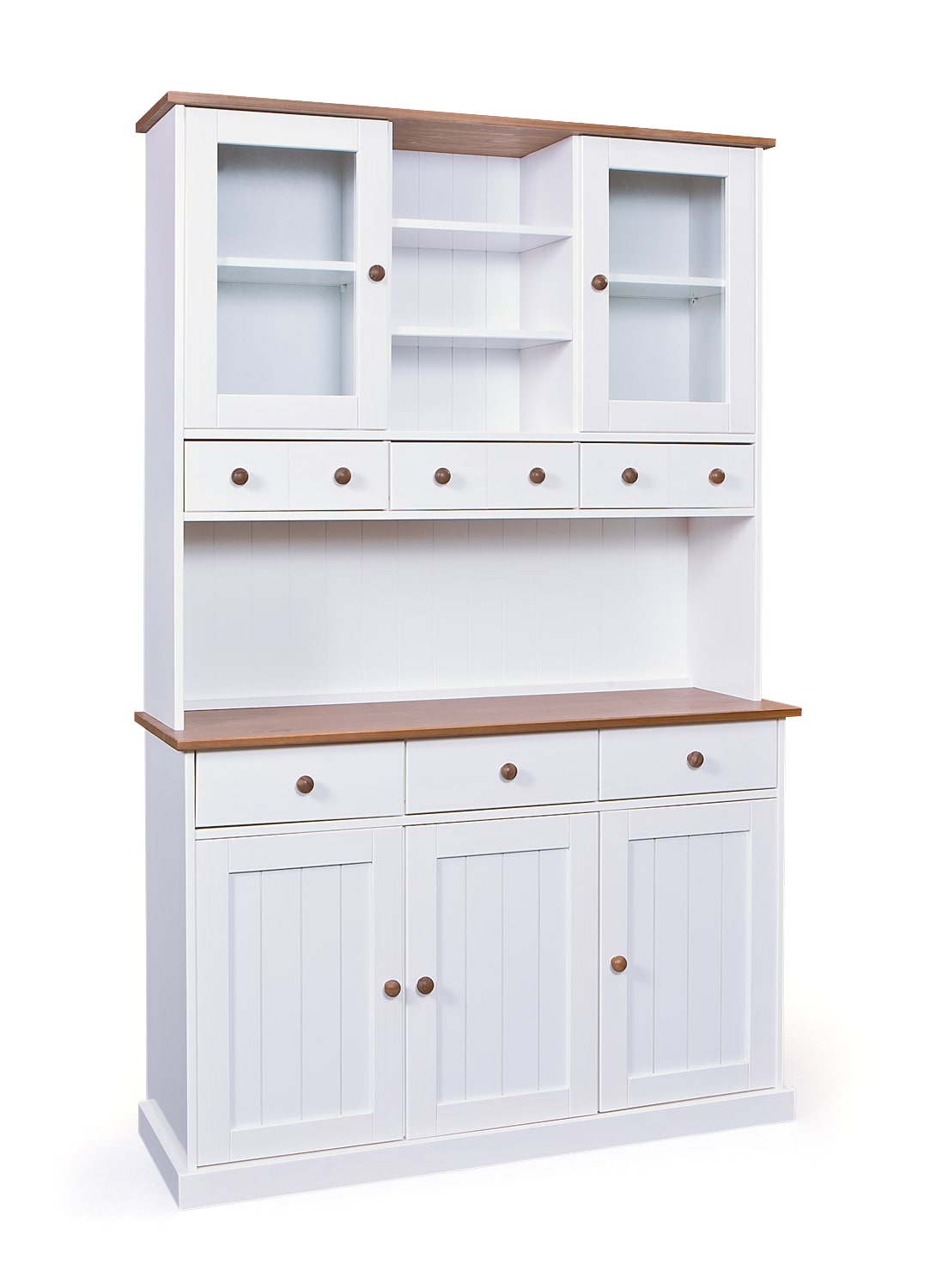 Inter Link FSC Buffet Bufferschrank Westerland - Kiefer Massivholz - 5 T&uuml;ren, 6 Schubladen - Weiss, Sepia lackiert 