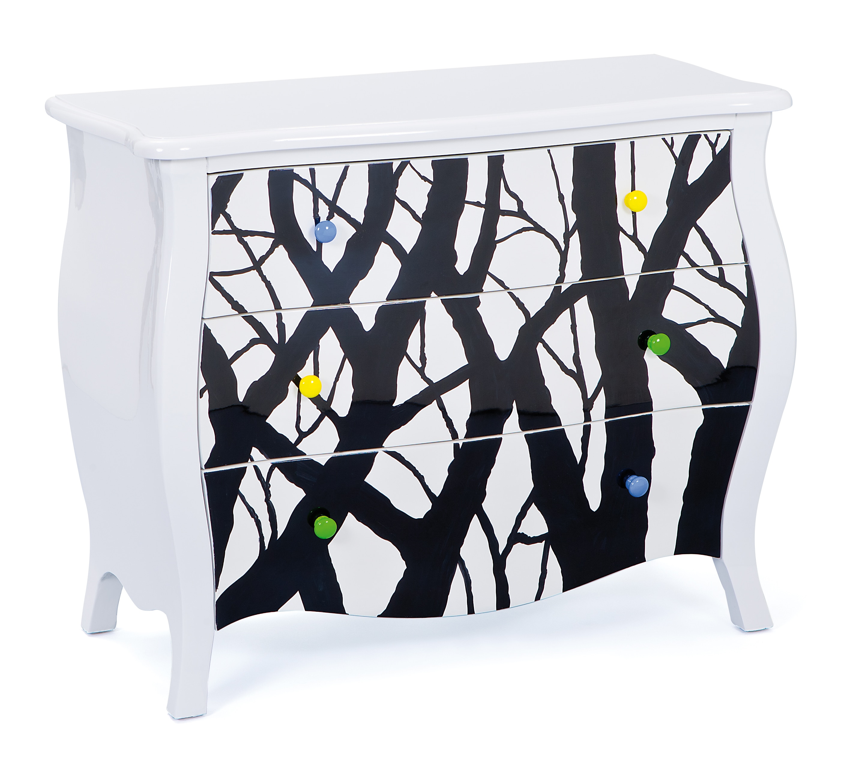 Inter Link Kommode Alisha 3 Schubladen in weiss und schwarz 