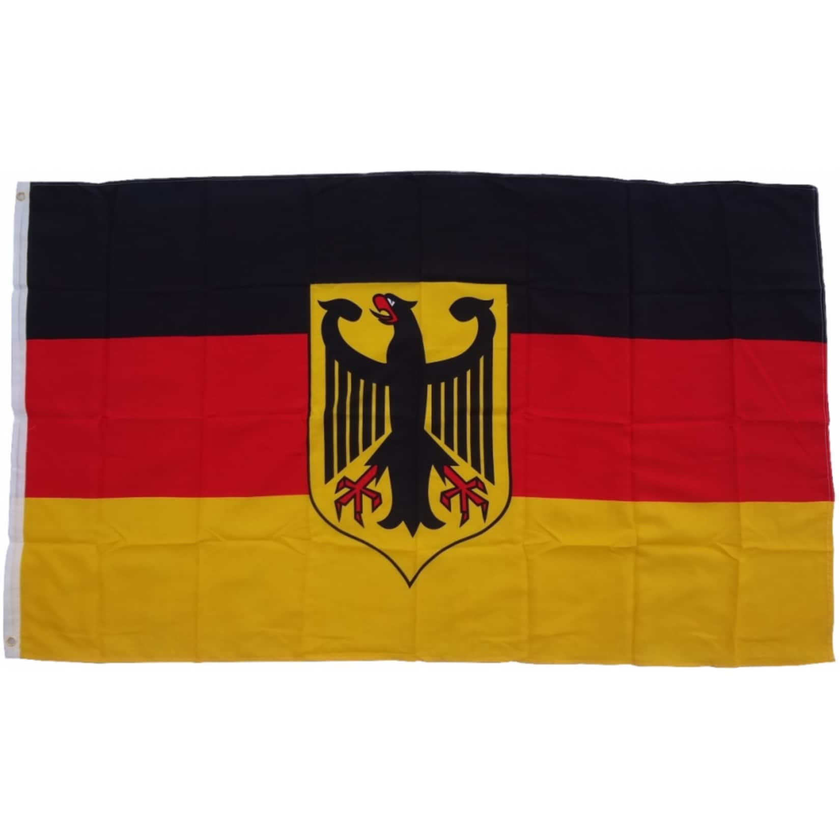 XXL Flagge Deutschland mit Adler 250 x 150 cm Fahne mit 3 &Ouml;sen 100g/m&sup2; Stoffgewicht 