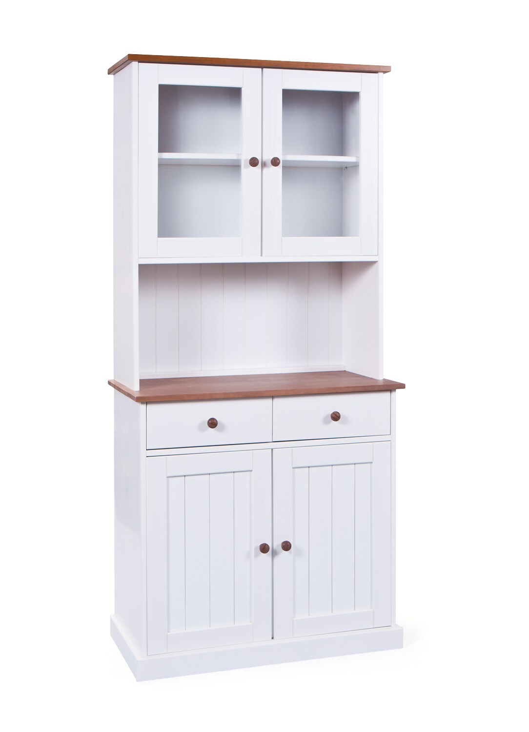Inter Link FSC Buffet Buffetschrank Westerland - Kiefer Massivholz - 4 Türen, 2 Schubladen - Weiss, Sepia lackiert