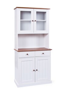 Inter Link FSC Buffet Buffetschrank Westerland - Kiefer Massivholz - 4 Türen, 2 Schubladen - Weiss, Sepia lackiert 